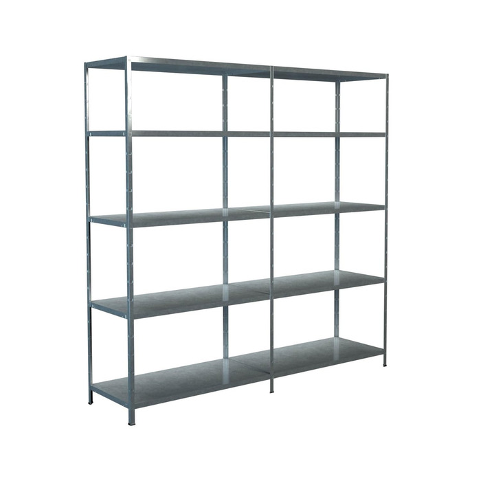 Стелаж Schulte Regalwelt з 2 x 5 полицями PowerMAX, вантажопідйомність 85 кг, 200x200x50 см (ВxШxГ), оцинкований (полиця для зберігання, полиця для майстерні, полиця для підвалу, полиця для гаража, металева полиця, оцинкована 200 см x 200 см x 50 см)