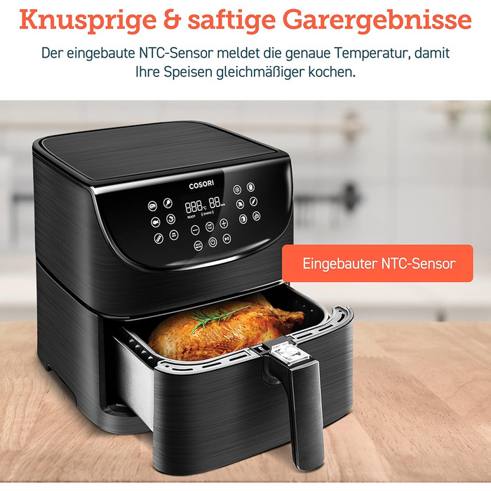 Фритюрниця та мультиварка COSORI 3,5 л, 13 програм, 1500 Вт, фритюрниця XL для 1-3 осіб, буклет з 100 німецькими рецептами, цифров