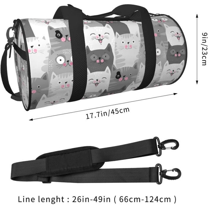 Дорожня сумка-мішок з милими сірими котиками, спортивна сумка для чоловіків та жінок