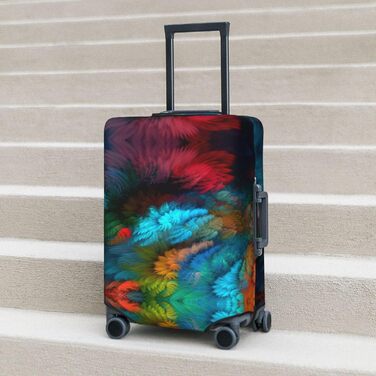 Чохол для валізи абстрактний кольоровий, міцний захист для багажу, підходить для валіз розміром 45.7-81.3 см, малий розмір, Чорний