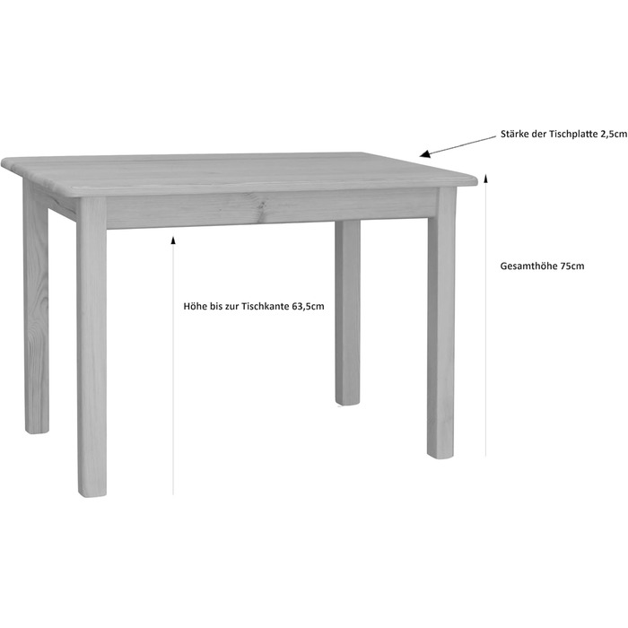 Стіл з масиву сосни під дуб класичний дизайн кольору дуба, 100 x 60 см