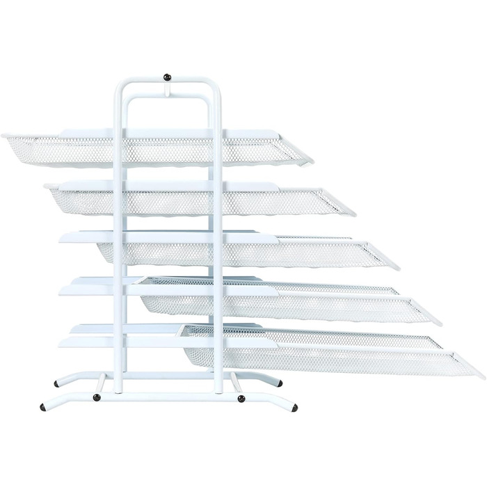 Металевий офісний органайзер EasyPAG A4 з 5 відділеннями, тримач для документів, лоток для файлів, тримач для журналів, лоток для листів, органайзер для паперових журналів, білий, 35,5 x 29,5 x 37,5 см