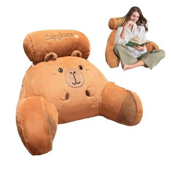 М&39яка подушка Capybara для дітей, подушка для читання, подушка для ліжка з валиком для шиї та підлокітником, плюшева подушка для читання Capybara, мила плюшева подушка для спини з тваринами, м&39яка подушка для зберігання речей у ліжку для дивана 60*40 