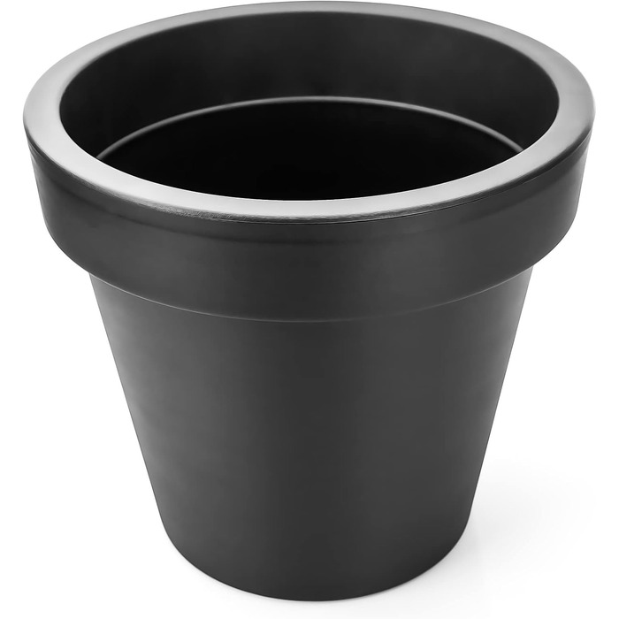 Квітковий горщик BigDean 2 шт. XXL ø60 см, класичний антрацит - з колесами, що обертаються на 360 градусів, дренажний отвір, що герметично закривається - всепогодний пластик - великий горщик, підходить для використання в приміщенні та на вулиці