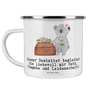 Емальована кемпінгова кружка &quotМістер і місіс Панда&quot з сердечком трунаря - подарунок, келих для відпочинку на природі, келих з нержавіючої сталі для пиття, металевий келих, кемпінговий келих, компанія, білий емальований кемпінговий келих