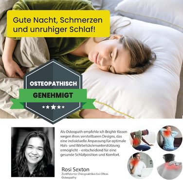 Регульована подушка Brightr Sleep Nox з гіпоалергенною мідною наволочкою М&39яка як пух, регульована висота та м&39якість, комплект з