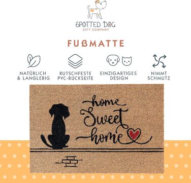 Кокосовий килимок для дверей SPOTTED DOG GIFT COMPANY для використання в приміщенні - натуральний килимок для збору бруду, килимок для вулиці з кокосу для собак, килимок для дому, всепогодний та нековзний для коридорів, входів та критих приміщень, 60x40 с