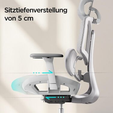 Ергономічне офісне крісло Hbada E3 Air з 3-зонною динамічною поперековою підтримкою, стілець для роботи з 3D-регульованим підголівником, 3D-регульованими підлокітниками, сірий колір E3 Air
