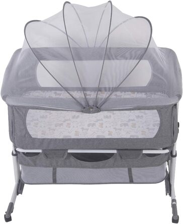 Дитяче ліжечко Side-by-Side, регульоване по висоті, мобільне, з функцією зберігання, з москітною сіткою