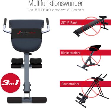 Складана та регульована силова лава Sportstech 3-в-1 для домашнього використання тренажер для пресу, спини та згинання ніг Ідеально підходить для ефективного та результативного тренування в домашньому спортзалі вагою до 130 кг BRT200 Silver