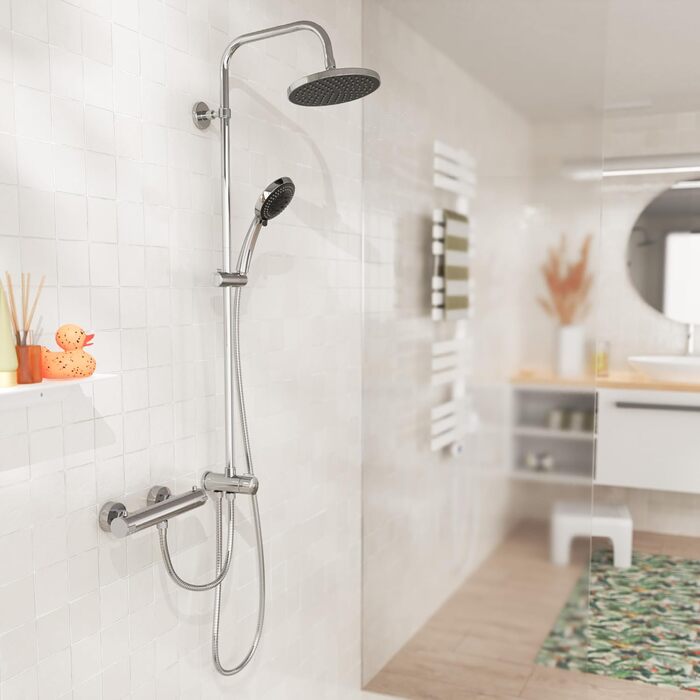 Душовий набір EISL SPEED без змішувача система з великою верхньою лійкою, ручною лійкою на 8 режимів та повним комплектом для монтажу