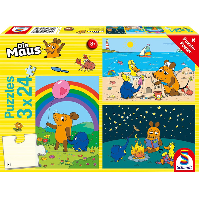 Дитячий пазл Schmidt Spiele 56212 Мишка, Хороші друзі, 3x24 елементи, синій