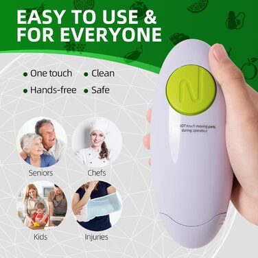 Електричний відкривач для банок YUET, кухонні гаджети, міцний, автоматичний відкривач для нових герметичних банок, відкривач для банок без рук з меншими зусиллями для відкриття - білий