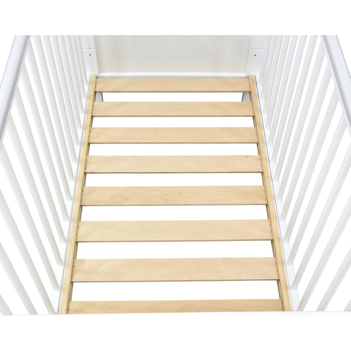 Дитяче ліжечко 70x140 см біле дитяче ліжко, що трансформується в дитяче ліжко &quotНаталі&quot, масив сосни, з прорізувачами