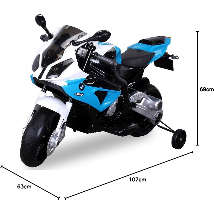 Дитячий електричний мотоцикл BMW S 1000 RR JT528 Ліцензійний -12 Вольт 7 AH акумулятор - 2 x 12 Вольт 35 Вт двигун - Електричний м