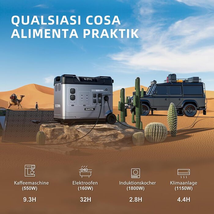 Сонячний генератор OUKITEL P5000 Pro із сонячною панеллю 500 Вт, електростанцією 5120 Втгод із 5 розетками змінного струму по 4000 Вт (пікова потужність 8000 Вт), швидкою зарядкою 1800 Вт, домашнім аварійним джерелом живлення, резервним акумулятором P5000