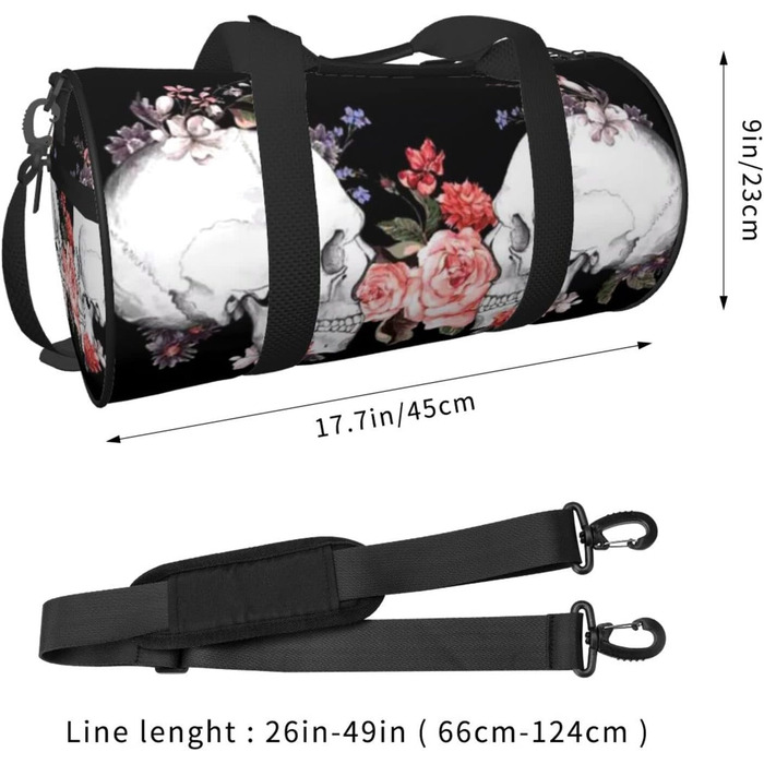 Дорожня сумка-циліндр з квітково-черепним принтом, спортивна сумка для чоловіків та жінок, сумка-мішок, спортивна дорожня сумка