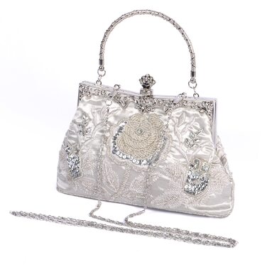 Жіночі клатчі Beaface, квіткові клатчі з бісером для жінок, вишиті клатчі для вечірок та весіль, жіночі сумочки-клатчі сріблястого кольору
