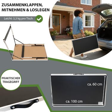 ТРУЦГОЛЬМ Комплект із 3 багатофункціональних розсувних столів, 100x60 см, загальна вантажопідйомність 90 кг, підходить для обклеювання шпалерами, блошиних ринків, кемпінгу, складний, журнальний столик та гриль регульована висота, включаючи з&39єднувачі