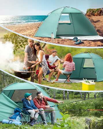 Намет Forceatt Beach Shelter, портативний надлегкий пляжний намет, сонцезахисний намет для 3-4 осіб, із захистом від ультрафіолету 50, легке встановлення, для сім&39ї, пляжу, саду, кемпінгу, світло-зелений