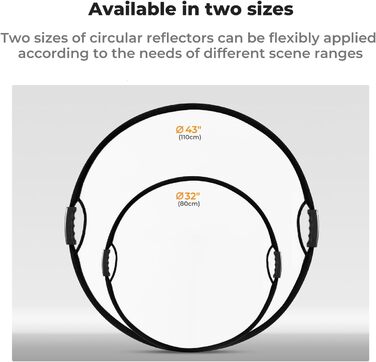 В-1 рефлектор для фотографії (80 см/32 дюйми), складаний відбивач з сумкою для перенесення та подвійною ручкою, напівпрозорий, сріблястий, золотий, білий та чорний круглі відбивачі для фотозйомки, зовнішнє освітлення 80 см з ручкою, 5-