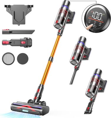 Акумуляторний пилосос GOLDEGGS 45000 Па/550 Вт, акумуляторний пилосос до 60 хвилин роботи, акумуляторний пилосос з розумним сенсор