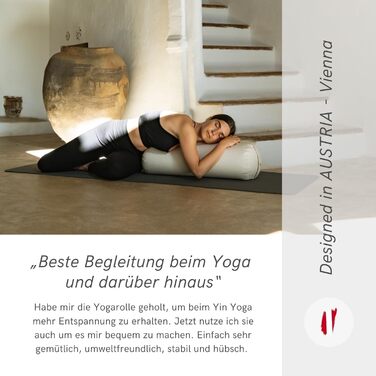 Рол для йоги Lotuscrafts Ø24 см, валик для йоги зі 100 органічним наповнювачем з полби, бавовняний чохол, що можна прати, для відновлювальних вправ йоги Інь, сертифікований GOTS, антрацит