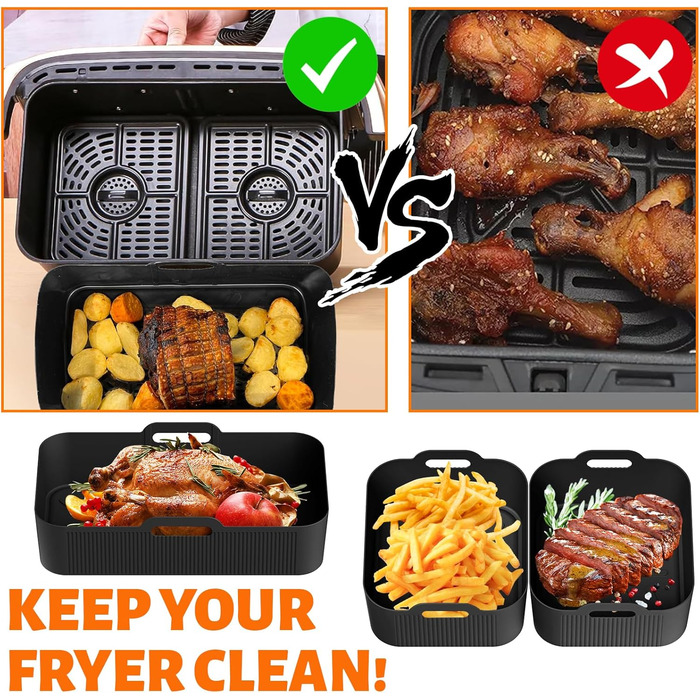 Силіконова форма для фритюрниці Ninja, аксесуари для фритюрниці Ninja Foodi для AF500EU, аксесуари для фритюрниці з силіконовою вставкою для двозонної фритюрниці, багаторазові (3 шт. ) (A)