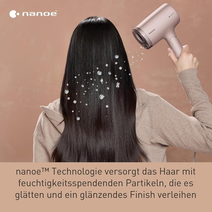 Фен для волосся Panasonic EH-NA7M-P825 nanoe для блискучого волосся, складана конструкція, швидке сушіння, насадка-концентратор, 1600 Вт, світло-рожевий (модель 2025)