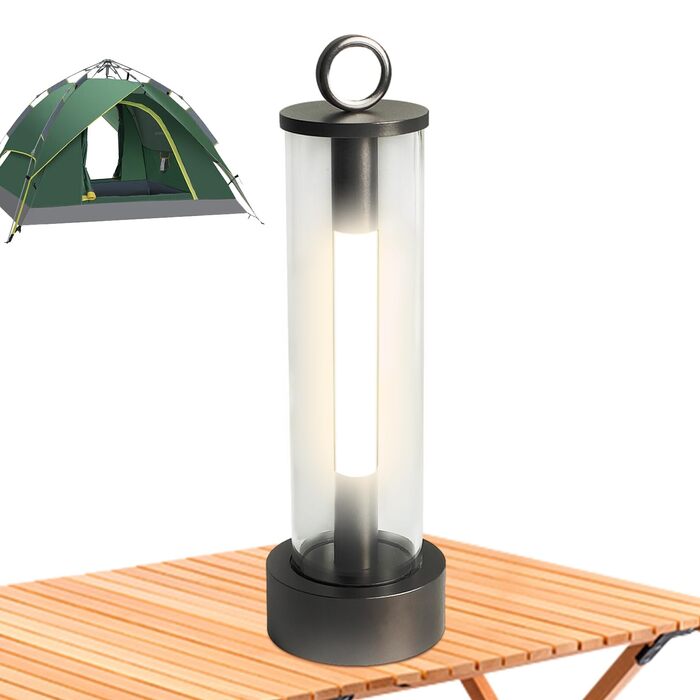 Ліхтар для кемпінгу Підвісний ліхтар з 3 режимами, портативний ліхтар з USB-акумулятором 2000 мАг для кемпінгу, до 18 годин, для дому, приміщень, спальні, вулиці, походів, скелелазіння, подорожей, нічний, сірий