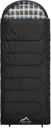 Спальний мішок normani 4-в-1 Function Extreme Outdoor Антарктика з нейлону ріпстоп з наповнювачем з порожнистого волокна 500 250 г/м, 220 x 90 см, темно-чорний, лівий