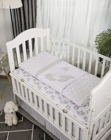 Комплект дитячої постільної білизни La Premura для хлопчиків, сірі слоники та цуценята, стандартний розмір, 3 предмети, сіра пості