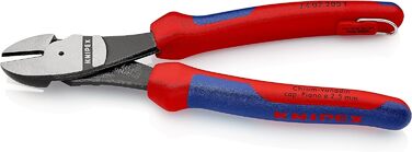 Діагональні кусачки Knipex Kraft чорні атраментовані, з багатокомпонентними ручками, з вушком для кріплення запобіжника 200 мм 74 02 200 T