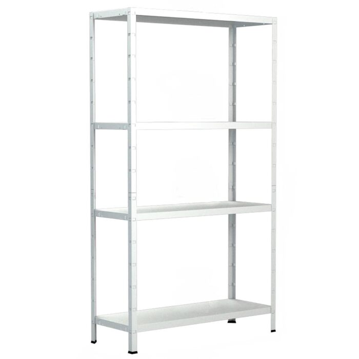 Стелаж SCHULTE з 4 полицями PowerMAX, вантажопідйомність 60 кг, 180x60x40 см (ВxШxГ), білий, полиця для зберігання, полиця для майстерні, полиця для підвалу, полиця для гаража, металева полиця, білий 180x60x40 см
