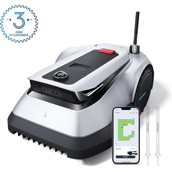 Роботизована газонокосарка ECOVACS Goat G1-2000 зі стійким гаражем та модулем автоматичного підключення, бездротовий периметр для