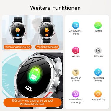 Новий смарт-годинник 2026 року для чоловіків з ЕКГ/ВСР/монітором батареї/ІМТ/сечовою кислотою, 1,43-дюймовий AMOLED-годинник для здоров&39я з 24-годинним зворотним тиском, SpO2, апное, монітором сну, екстреним викликом SOS, фітнес-годинник для Android/iOS