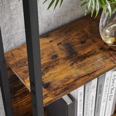 Книжкова полиця VASAGLE, окремостояча полиця з 14 полицями, металева каркасна полиця, для вітальні, кабінету, офісу, промисловий дизайн, 24 x 158 x 166 см, вінтажний коричневий-чорнильний LLS107B01 158B см вінтажний коричневий чорнильний