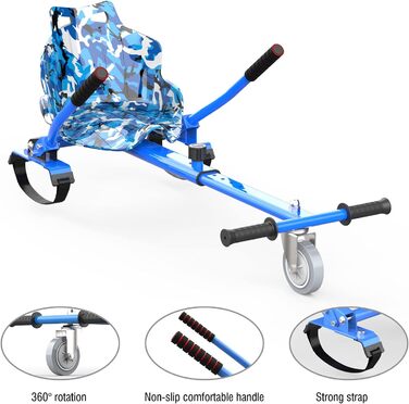 Гіроскутер EVERCROSS 6,5" з сидінням – самобалансуючий самокат з Bluetooth та світлодіодним підсвічуванням, з ховеркартом та акумулятором 4Ah, для дітей, хлопчиків та дорослих, синій