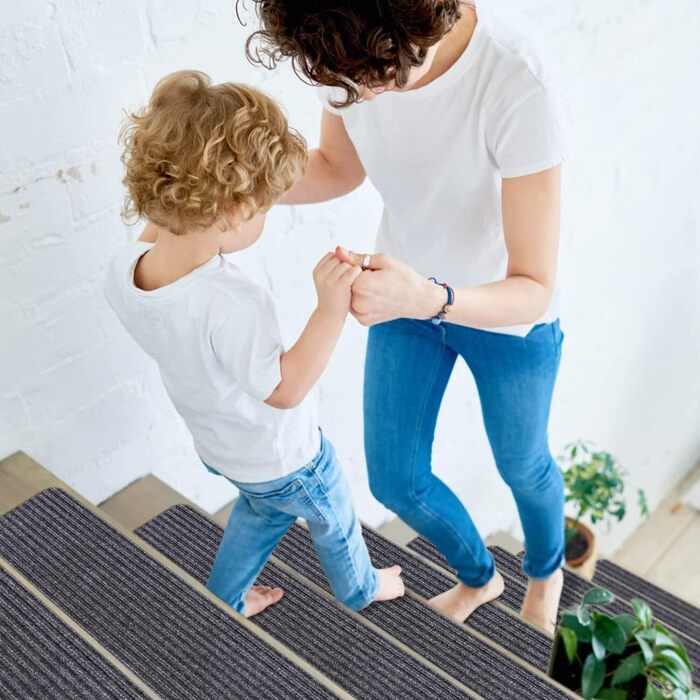 Килимок для сходів RIOLAND, нековзкий, для використання всередині приміщень, для дерев&39яних сходів, килимки для сходів для дітей та собак, 15 шт. , 20,3 x 76,2 см, сірий