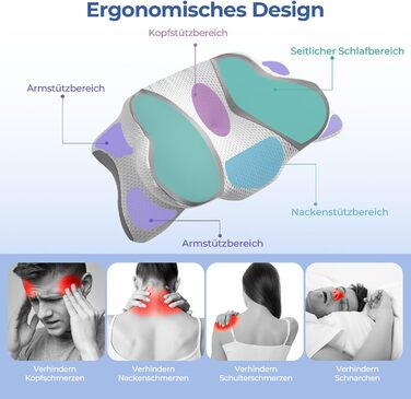 Подушка для шиї, подушка з піни з ефектом пам&39яті - Ортопедична подушка для підтримки шиї для полегшення болю в шиї та плечах для тих, хто спить на боці, спині та животі (66 x 40 x 14 см, синя) Синій 66 x 40 x 14 см