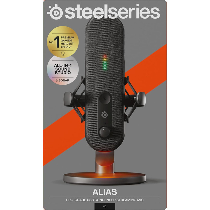 Мікрофон SteelSeries Alias USB для ПК - в 3 рази більша капсула для ігор, потокового мовлення та подкастингу - шумозаглушення зі ш