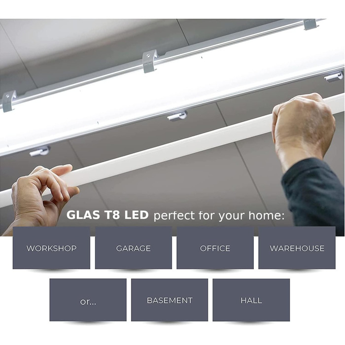 Чиста світлодіодна трубка з 10 шт. 120 см - СКЛО T8 G13 - нейтральний білий (4000K) - 18 Вт (замінює 36 Вт) - 1800 люмен - включно зі стартером - люмінесцентна трубка Неонова трубка трубка лампа Світлодіодна трубка