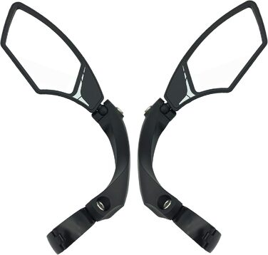 Велосипедне дзеркало Hafny New для керма, стійке до випромінювання HD, безпечне кришталево прозоре скляне дзеркало, регульоване поворотне велосипедне дзеркало, дзеркало заднього виду для велосипеда, комплект дзеркал HF-MR095 (срібні лінзи)