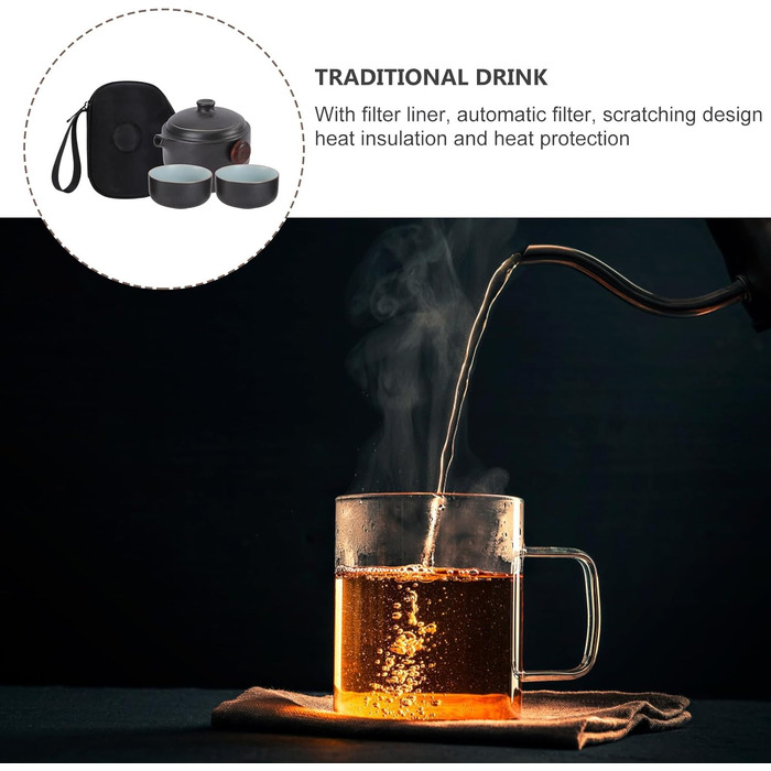 Набір для чаювання Кунг-Фу з кераміки, портативний, з кришкою та ситечком ідеальний вибір для любителів чаю в дорозі