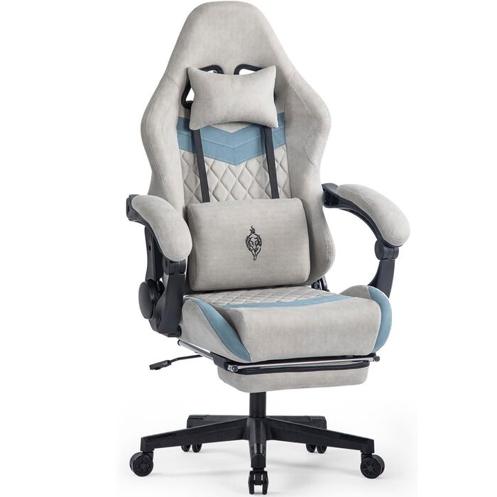 Ігрове крісло, ергономічне ігрове крісло з підставкою для ніг, гоночне ігрове крісло з підголівником, регульоване комп&39ютерне крісло, регульована висота, поперекова підтримка для домашнього офісу та ігор