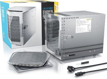 Дегідратор з нержавіючої сталі 8 разів - 500 Вт з регулятором температури - Дегідратор їжі М'ясо, фрукти, овочі - Таймер до 24 годин - 8 вставок - GS - Дегідратор - Без бісфенолу А Одинарний