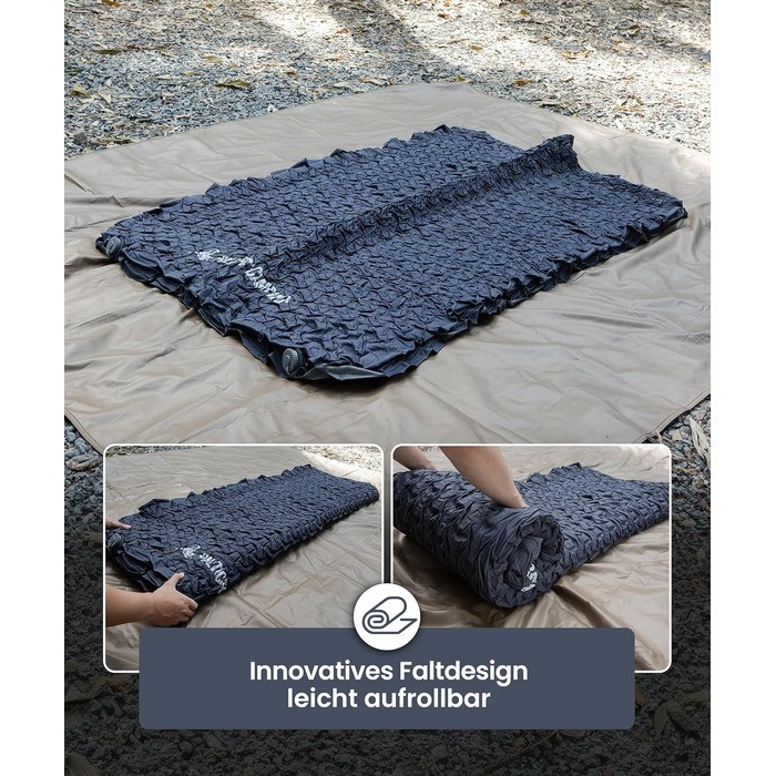 Самонадувальний надувний матрац з високим значенням R, надувне ліжко для 2 осіб, надувний матрац для гостей з мішком-насосом, для кемпінгу, подорожей та використання на свіжому повітрі (132 201 см)