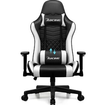 Ігрове крісло, функція гойдання до 170, офісне крісло, ігрове крісло з регульованою поперековою подушкою, підголівником та підлокітниками, ігрове крісло зі зручними подушками сидіння, ігрове крісло вантажопідйомністю 150 кг