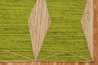 Килимок CASAVANI Kilim, 12 квадратів, бохо-килимок, плетений килимок, зелений / бежевий, джутовий килимок, пилосос, ручне ткацтво,