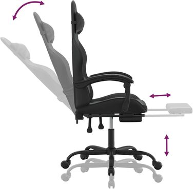 Геймерське крісло з функцією відкидання спинки, чорна штучна шкіра, 57,5 x 59,5 x 121-131 см, для покращеного ігрового досвіду, модель 3143862